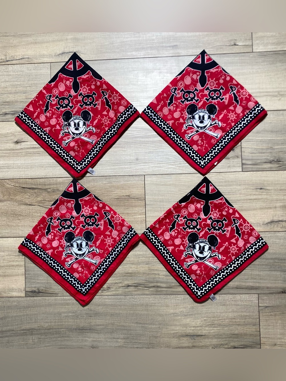 Disney Cruise Line Pirate Night Red Bandanas Lot Of 4